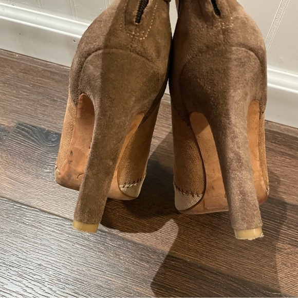 Joie Briona Suede Patchwork Heels in Chestnut Multi 38/8 - Picture 7 of 9